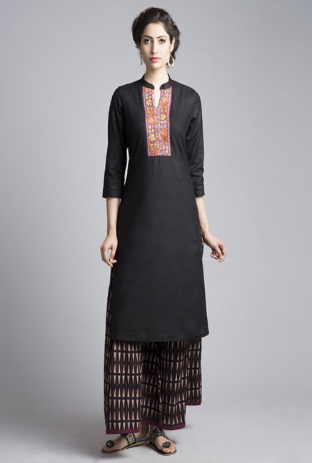 Fabindia Black Solid Kurta Fabindia Black Solid Kurta