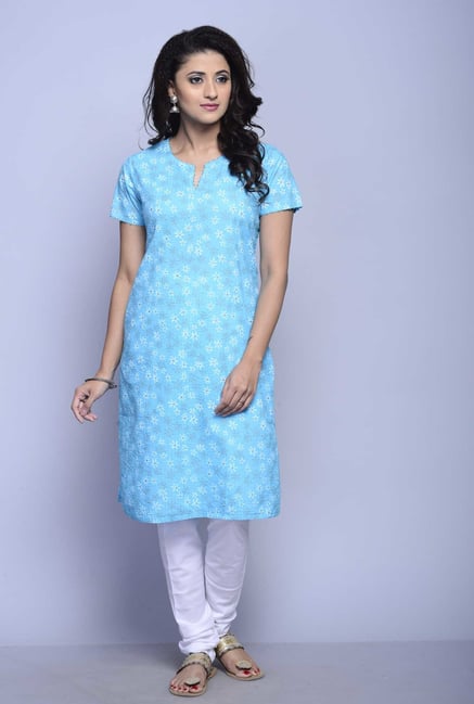 Fabindia Turquoise Printed Kurta Fabindia Turquoise Printed Kurta