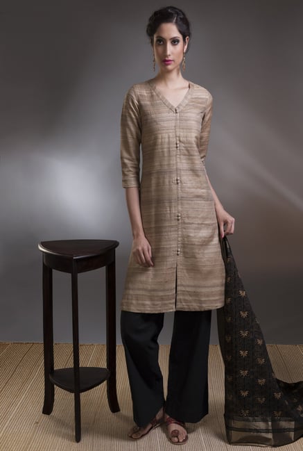 Fabindia Beige Solid Kurta Fabindia Beige Solid Kurta