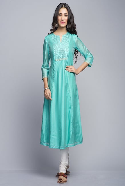 Fabindia Turquoise Solid Kurta Fabindia Turquoise Solid Kurta