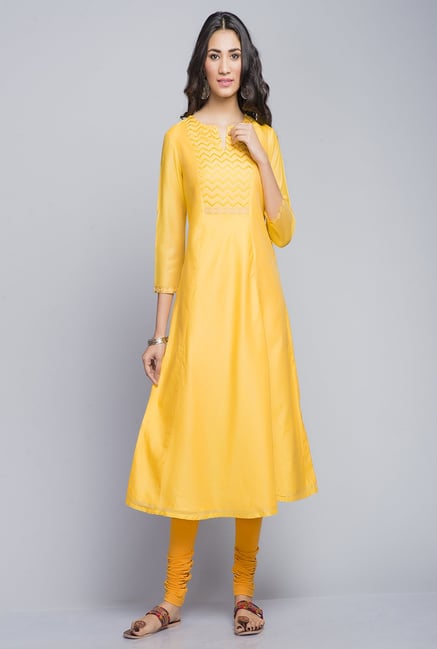 Fabindia Yellow Solid Kurta Fabindia Yellow Solid Kurta