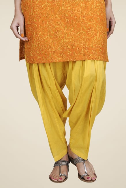 Fabindia Yellow Solid Patiala Fabindia Yellow Solid Patiala