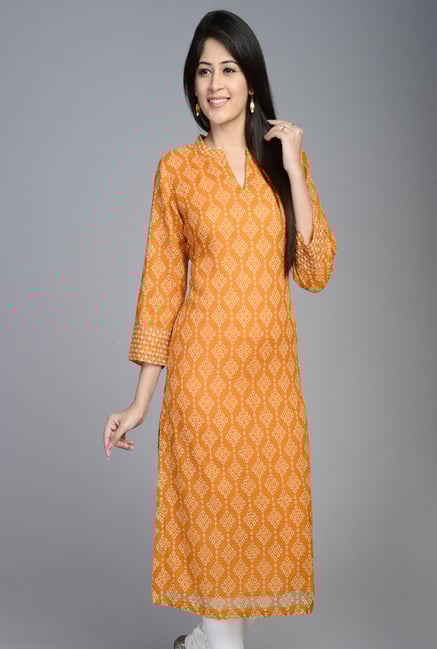 Fabindia Orange Printed Kurta Fabindia Orange Printed Kurta