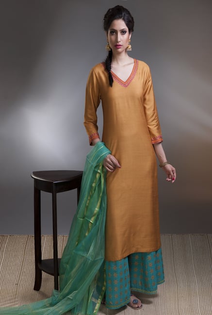 Fabindia Gold Solid Kurta Fabindia Gold Solid Kurta
