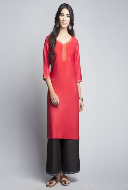 Fabindia Red Solid Kurta Fabindia Red Solid Kurta