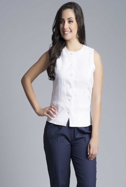 Fabindia White Solid Jacket Fabindia White Solid Jacket