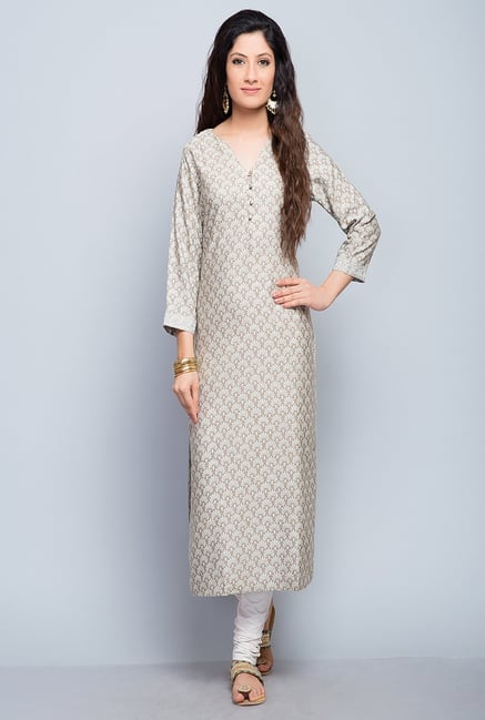 Fabindia Beige Printed Kurta Fabindia Beige Printed Kurta