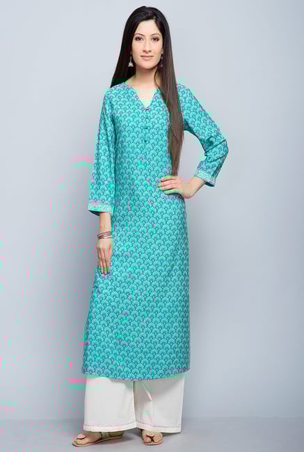 Fabindia Turquoise Printed Kurta Fabindia Turquoise Printed Kurta
