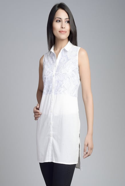 Fabindia White Embroidered Kurti Fabindia White Embroidered Kurti