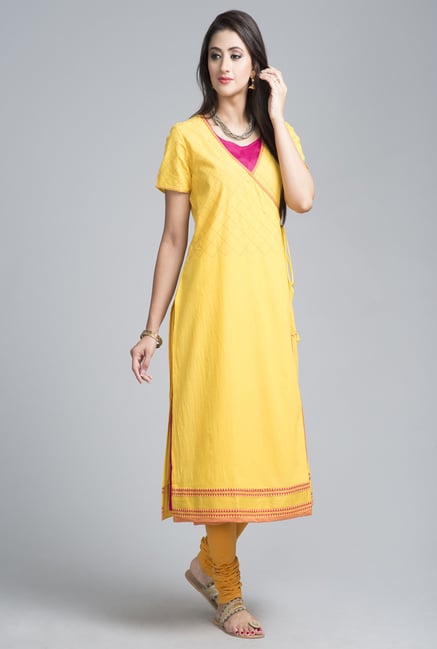 Fabindia Yellow Solid Kurta Fabindia Yellow Solid Kurta
