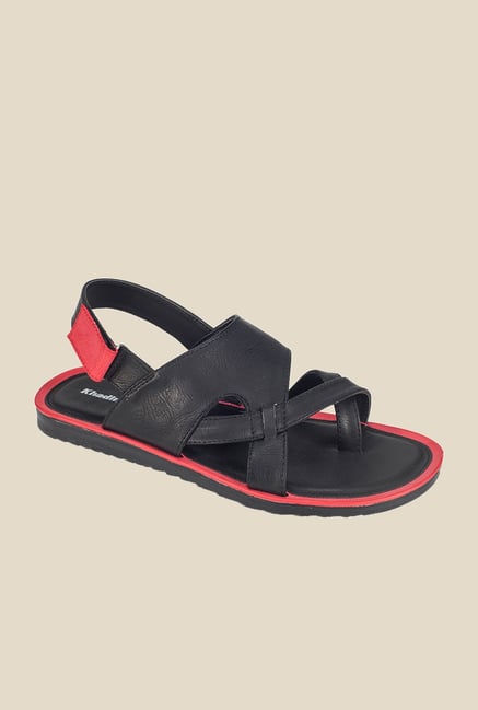Khadim's Black & Red Back Strap Sandals Khadim's Black & Red Back Strap Sandals