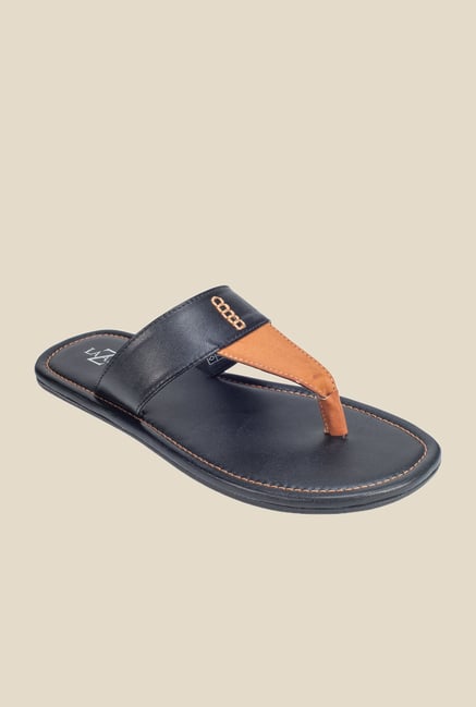 Khadim's Black & Tan Thong Sandals Khadim's Black & Tan Thong Sandals