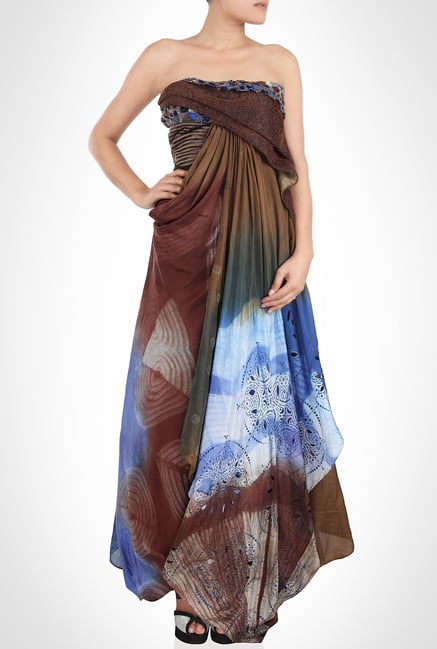 Babita Malkhani Designer Wear Brown Tube Dress by Kimaya Babita Malkhani Designer Wear Brown Tube Dress by Kimaya