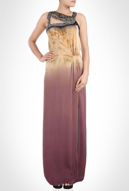 Babita Malkhani Designer Wear Brown Strap Dress by Kimaya Babita Malkhani Designer Wear Brown Strap Dress by Kimaya