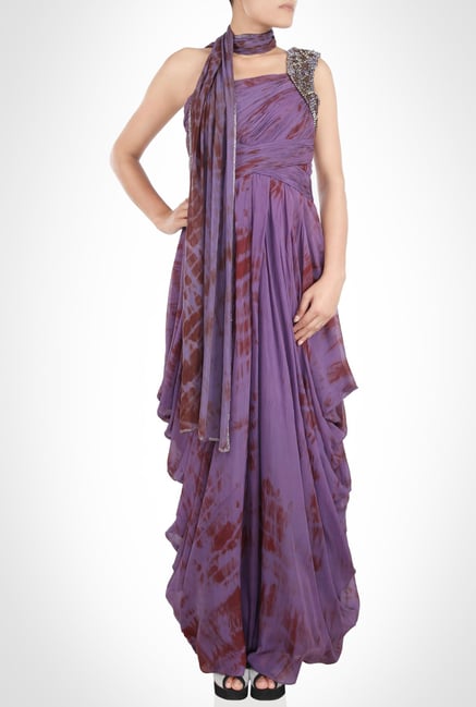 Babita Malkhani Designer Wear Purple Maxi Dress by Kimaya Babita Malkhani Designer Wear Purple Maxi Dress by Kimaya