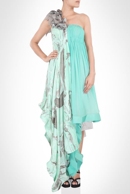 Alpana Neeraj Designer Wear Sea Green Dress by Kimaya Alpana Neeraj Designer Wear Sea Green Dress by Kimaya