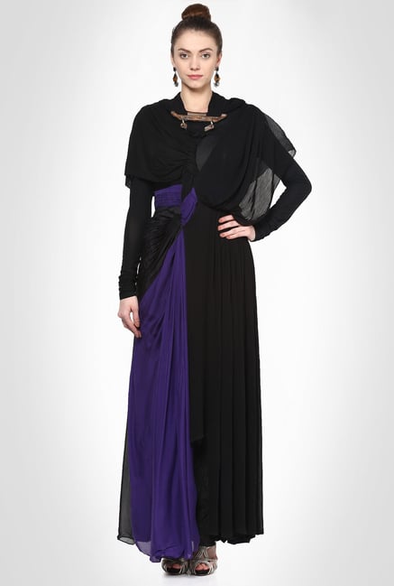 Alpana Neeraj Designer Wear Black Maxi Dress by Kimaya Alpana Neeraj Designer Wear Black Maxi Dress by Kimaya