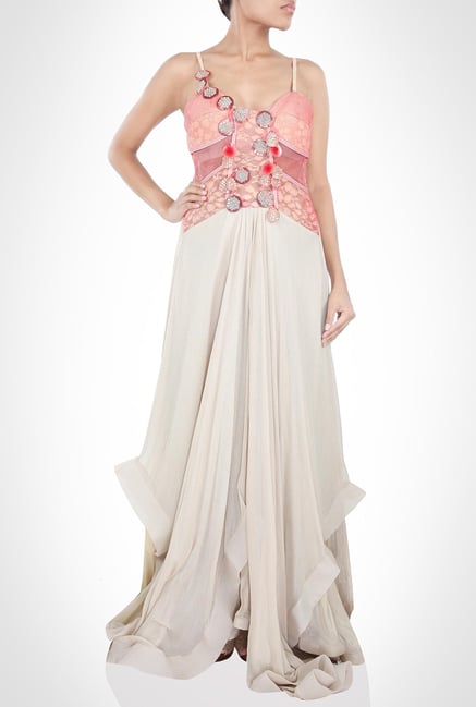 Babita Malkhani Designer Wear Pink & Grey Gown by Kimaya Babita Malkhani Designer Wear Pink & Grey Gown by Kimaya