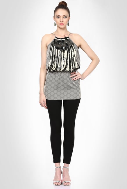 Soigne K Designer Wear Grey Top by Kimaya Soigne K Designer Wear Grey Top by Kimaya