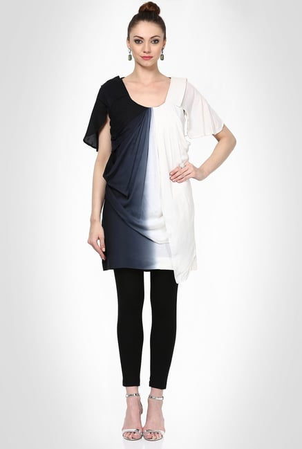 Pankaj & Nidhi Designer White & Black Tunic by Kimaya Pankaj & Nidhi Designer White & Black Tunic by Kimaya