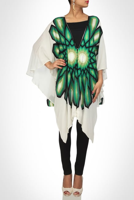 Pankaj & Nidhi Designer Green & White Kaftan Top by Kimaya Pankaj & Nidhi Designer Green & White Kaftan Top by Kimaya