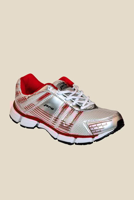 Khadim's Pro Silver & Red Running Shoes Khadim's Pro Silver & Red Running Shoes