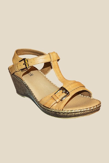 Khadim's Tan Ankle Strap Wedges Khadim's Tan Ankle Strap Wedges