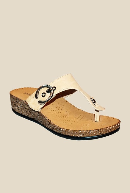 Khadim's Beige T-Strap Wedges Khadim's Beige T-Strap Wedges