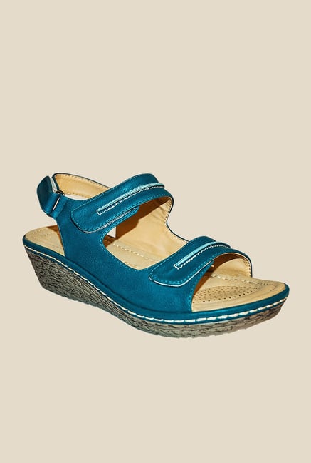Khadim's Blue Back Strap Wedges Khadim's Blue Back Strap Wedges