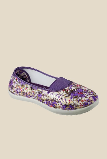 Khadim's Purple & White Flat Ballets Khadim's Purple & White Flat Ballets