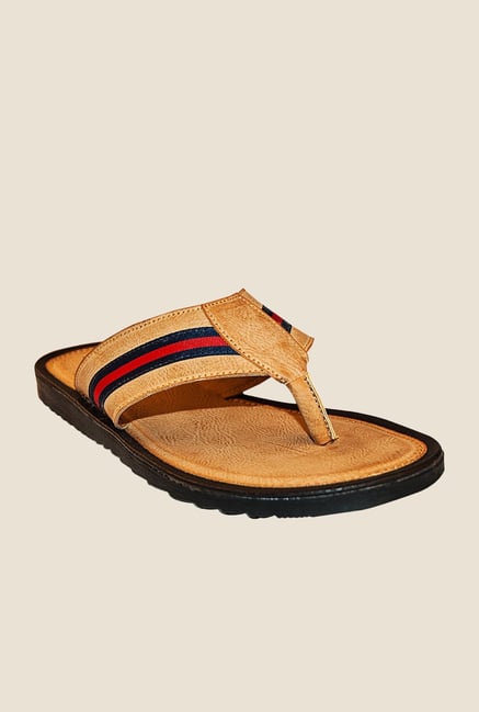 Khadim's Brown & Red Flip Flops Khadim's Brown & Red Flip Flops