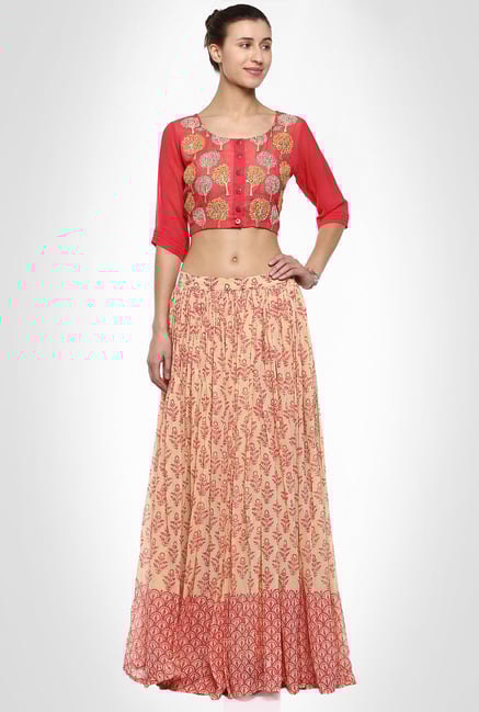 Saumya Pahwa Designer Wear Coral Suit Set by Kimaya Saumya Pahwa Designer Wear Coral Suit Set by Kimaya