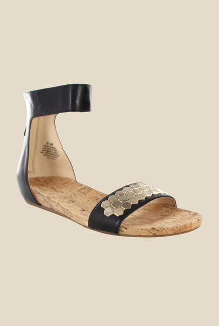 Nine West Black & Gold Ankle Strap Sandals Nine West Black & Gold Ankle Strap Sandals