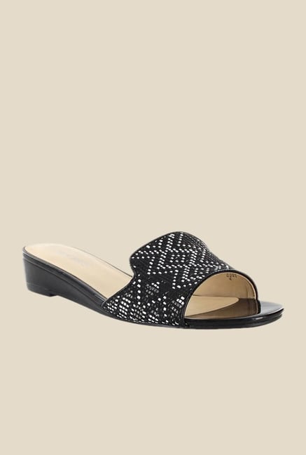 Nine West Black & Silver Wedge Heeled Sandals Nine West Black & Silver Wedge Heeled Sandals