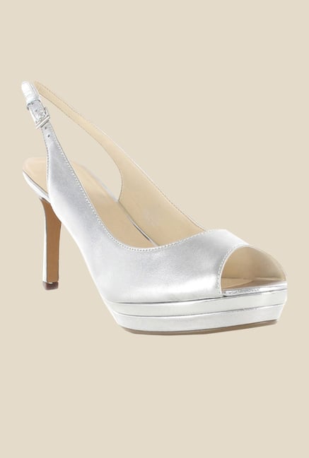 Nine West Silver Back Strap Stilettos Nine West Silver Back Strap Stilettos