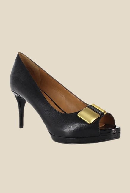 Nine West Black & Golden Peeptoe Shoes Nine West Black & Golden Peeptoe Shoes