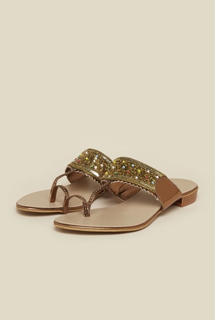 Metro Antique Gold Bead Sandals Metro Antique Gold Bead Sandals
