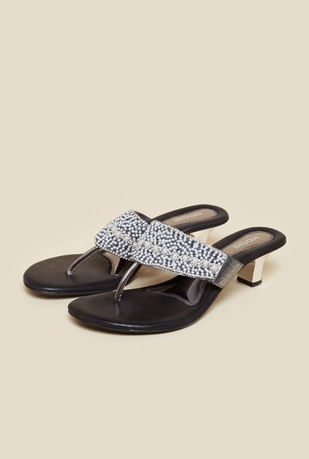 Mochi Gunmetal Slide Kitten Sandal Mochi Gunmetal Slide Kitten Sandal