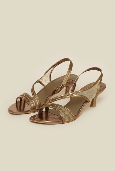 Metro Antique Gold Stiletto Beaded Sandals Metro Antique Gold Stiletto Beaded Sandals