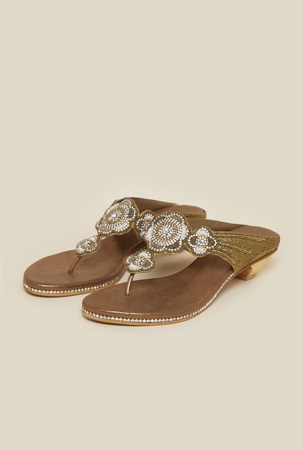Metro Antique Gold Flat Sandals Metro Antique Gold Flat Sandals