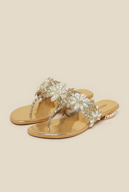 Metro Gold T-Strap Flat Sandals Metro Gold T-Strap Flat Sandals