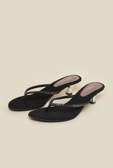 Metro Black Beaded Kitten Sandals Metro Black Beaded Kitten Sandals