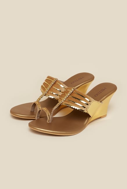 Metro Gold Toe Ring Wedge Sandal Metro Gold Toe Ring Wedge Sandal