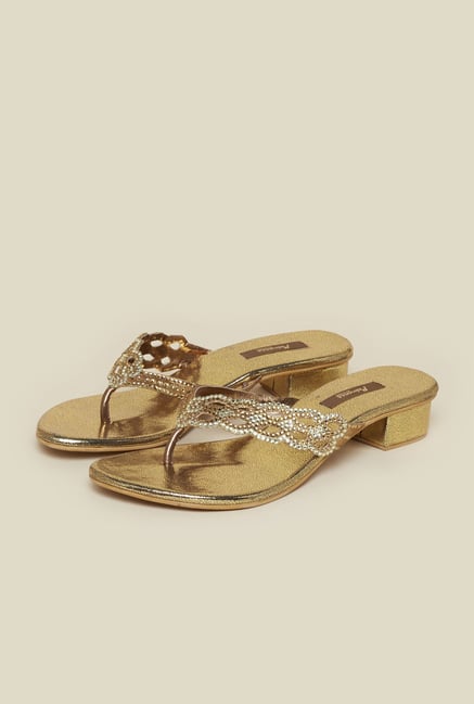 Princess by Metro Antique Gold Thong Beaded Sandal Princess by Metro Antique Gold Thong Beaded Sandal