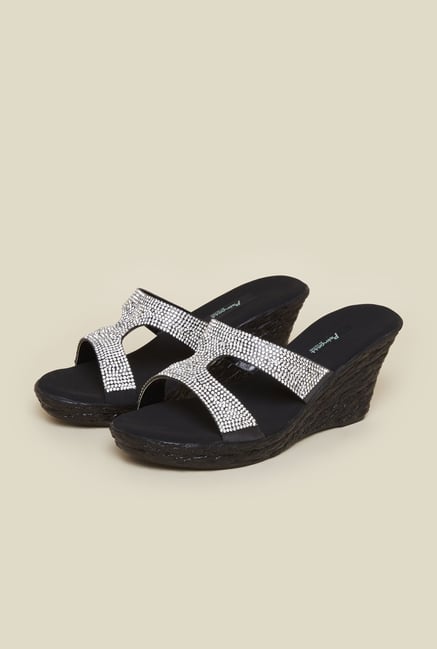 Princess by Metro Black Mule Wedge Beaded Sandal Princess by Metro Black Mule Wedge Beaded Sandal