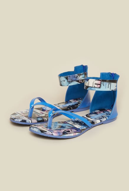 Metro Light Blue Ankle Strap Flat Sandals Metro Light Blue Ankle Strap Flat Sandals