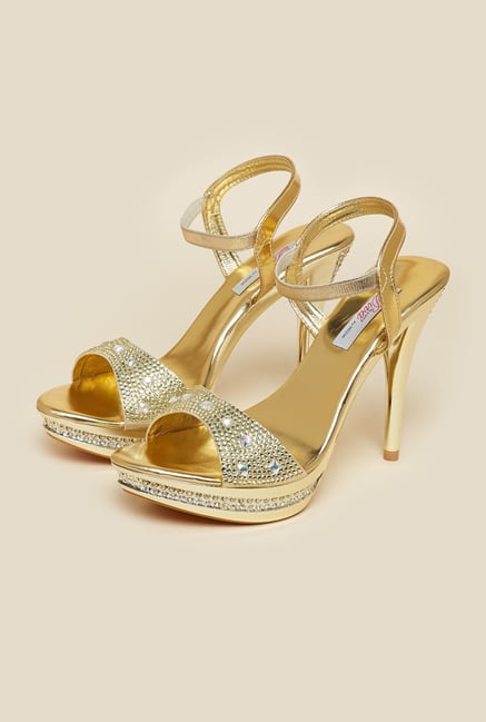 Haute Diva by Mochi Gold Ankle Strap Stilettos Haute Diva by Mochi Gold Ankle Strap Stilettos