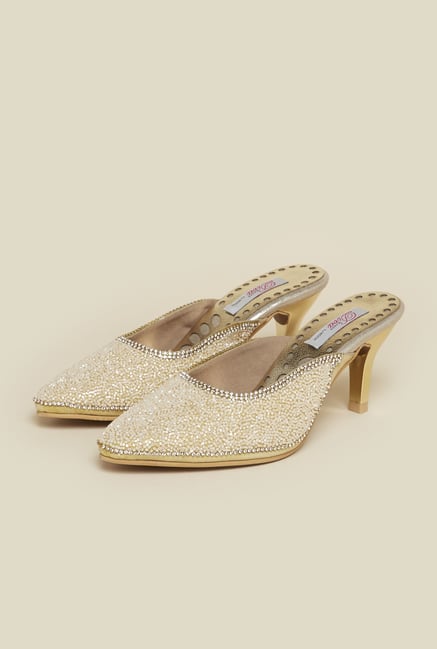 Haute Diva by Mochi Gold Stiletto Slide Sandals Haute Diva by Mochi Gold Stiletto Slide Sandals