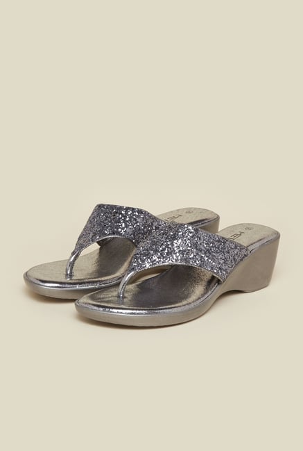 Metro Gunmetal Glitter Wedge Sandals Metro Gunmetal Glitter Wedge Sandals