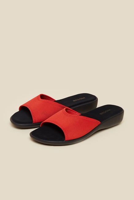 Mochi Red Flat Mule Sandals Mochi Red Flat Mule Sandals